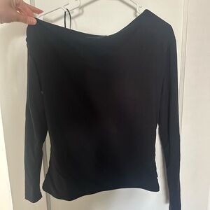 Abercrombie & Fitch Black Long Sleeve Off-Shoulder Top